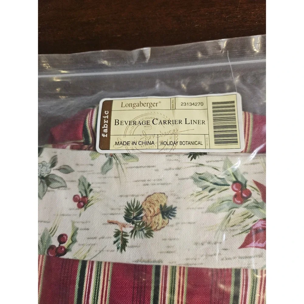Longaberger Holiday Botanical Fabric Wine Spirits Gift Bag Holder Set of 2